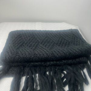 Treasure & Bond Black Fringe Knit Scarf